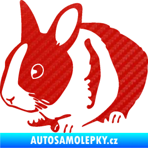 Samolepka Králík 002 levá zakrslý králíček 3D karbon červený