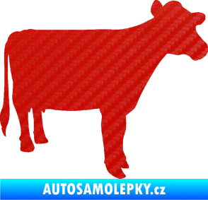 Samolepka Kráva 001 pravá 3D karbon červený