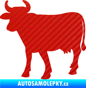 Samolepka Kráva 002 levá 3D karbon červený