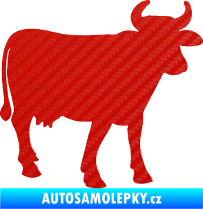 Samolepka Kráva 002 pravá 3D karbon červený