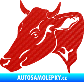 Samolepka Kráva 003 levá 3D karbon červený