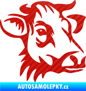 Samolepka Kráva 004 pravá 3D karbon červený