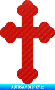 Samolepka Křesťanský kříž 001 3D karbon červený