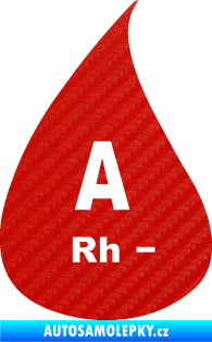 Samolepka Krevní skupina A Rh- kapka 3D karbon červený