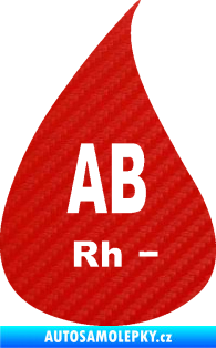 Samolepka Krevní skupina AB Rh- kapka 3D karbon červený