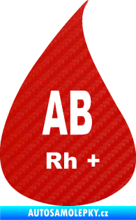 Samolepka Krevní skupina AB Rh+ kapka 3D karbon červený