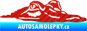 Samolepka Krokodýl 003 pravá hlava na hladině 3D karbon červený