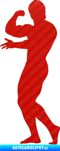 Samolepka Kulturista 001 levá 3D karbon červený