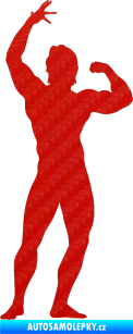 Samolepka Kulturista 002 levá 3D karbon červený