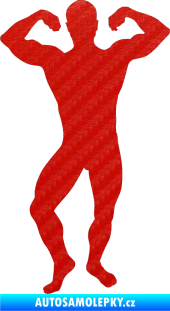 Samolepka Kulturista 012 levá 3D karbon červený