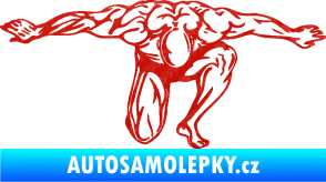 Samolepka Kulturista 016 pravá 3D karbon červený