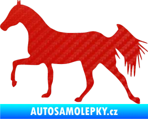 Samolepka Kůň 001 levá 3D karbon červený