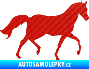 Samolepka Kůň 003 pravá 3D karbon červený