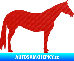 Samolepka Kůň 007 pravá 3D karbon červený