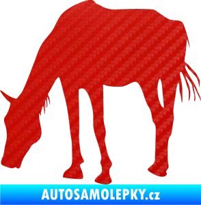 Samolepka Kůň 008 levá 3D karbon červený