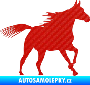 Samolepka Kůň 010 pravá 3D karbon červený
