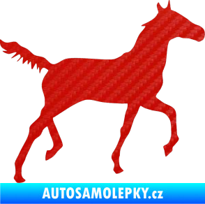 Samolepka Kůň 011 pravá 3D karbon červený