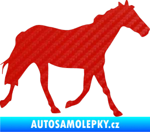 Samolepka Kůň 012 pravá 3D karbon červený