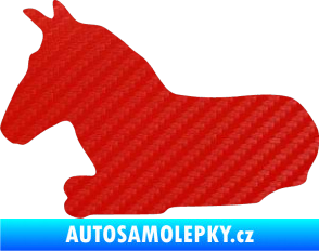 Samolepka Kůň 017 levá ležící 3D karbon červený