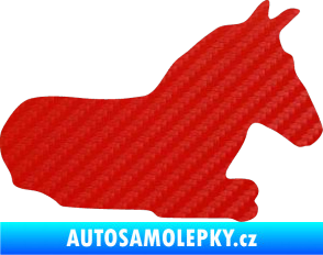 Samolepka Kůň 017 pravá ležící 3D karbon červený