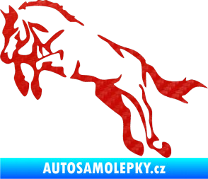 Samolepka Kůň 025 levá skok 3D karbon červený