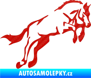 Samolepka Kůň 025 pravá skok 3D karbon červený