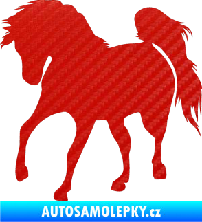 Samolepka Kůň 032 levá 3D karbon červený