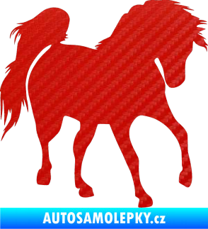 Samolepka Kůň 032 pravá 3D karbon červený