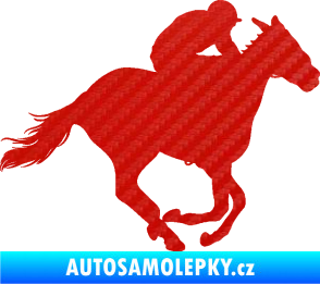Samolepka Kůň 035 pravá 3D karbon červený