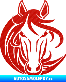 Samolepka Kůň 043 levá 3D karbon červený