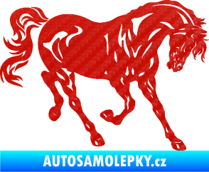 Samolepka Kůň 056 pravá 3D karbon červený