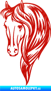 Samolepka Kůň 064 levá s hřívou 3D karbon červený