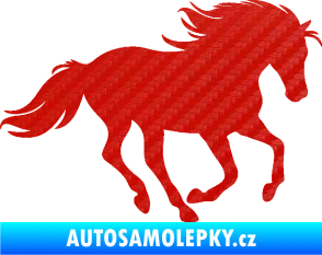 Samolepka Kůň 071 pravá běžící 3D karbon červený