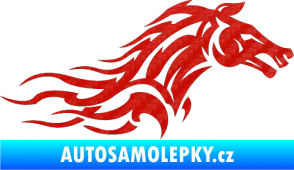 Samolepka Kůň 078 pravá 3D karbon červený