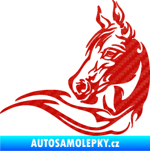 Samolepka Kůň 085 levá 3D karbon červený