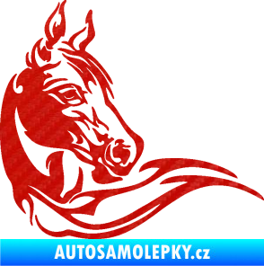 Samolepka Kůň 085 pravá 3D karbon červený