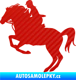 Samolepka Kůň 091 levá skok 3D karbon červený