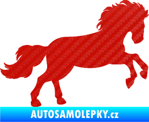 Samolepka Kůň 098 pravá běh 3D karbon červený