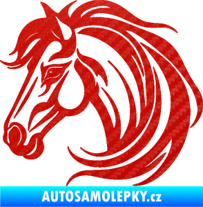 Samolepka Kůň 103 levá hlava 3D karbon červený