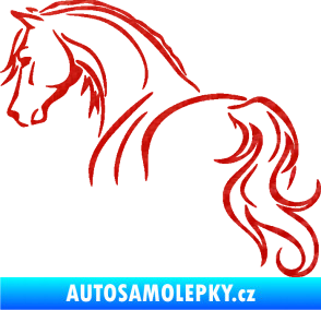Samolepka Kůň 104 levá 3D karbon červený