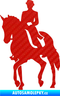 Samolepka Kůň drezura levá 3D karbon červený