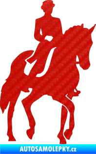 Samolepka Kůň drezura pravá 3D karbon červený