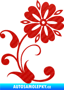 Samolepka Květina dekor 001 pravá 3D karbon červený