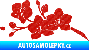 Samolepka Květina dekor 008 levá orchidej 3D karbon červený