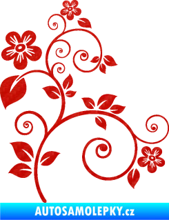 Samolepka Květina dekor 012 pravá 3D karbon červený