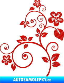 Samolepka Květina dekor 012 levá 3D karbon červený