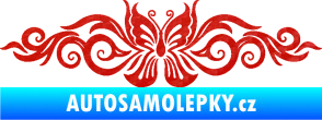 Samolepka Květina dekor 017 motýl 3D karbon červený