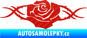 Samolepka Květina dekor 020 levá růže s trny 3D karbon červený