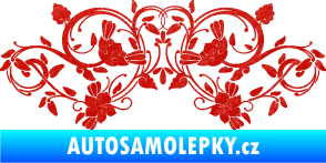 Samolepka Květina dekor 026 3D karbon červený