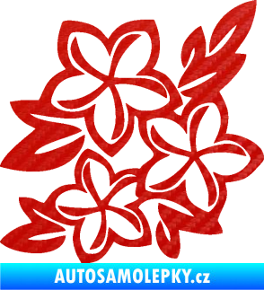 Samolepka Květina dekor 032 levá 3D karbon červený